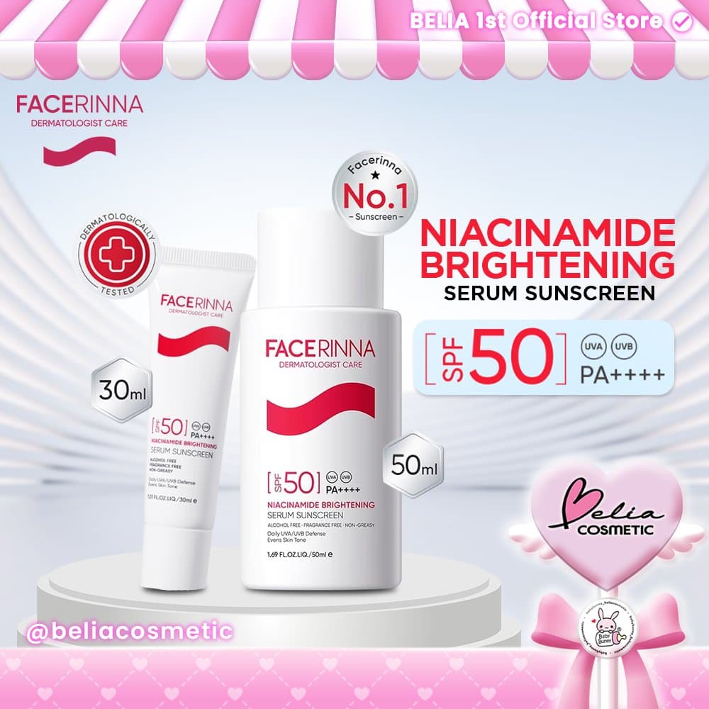 [Jovem] Facerinna Niacinamida Sérum Iluminador Protetor Solar Fps 50 PA + 30ml | 50ml Proteção UV Diária Resultados Fina