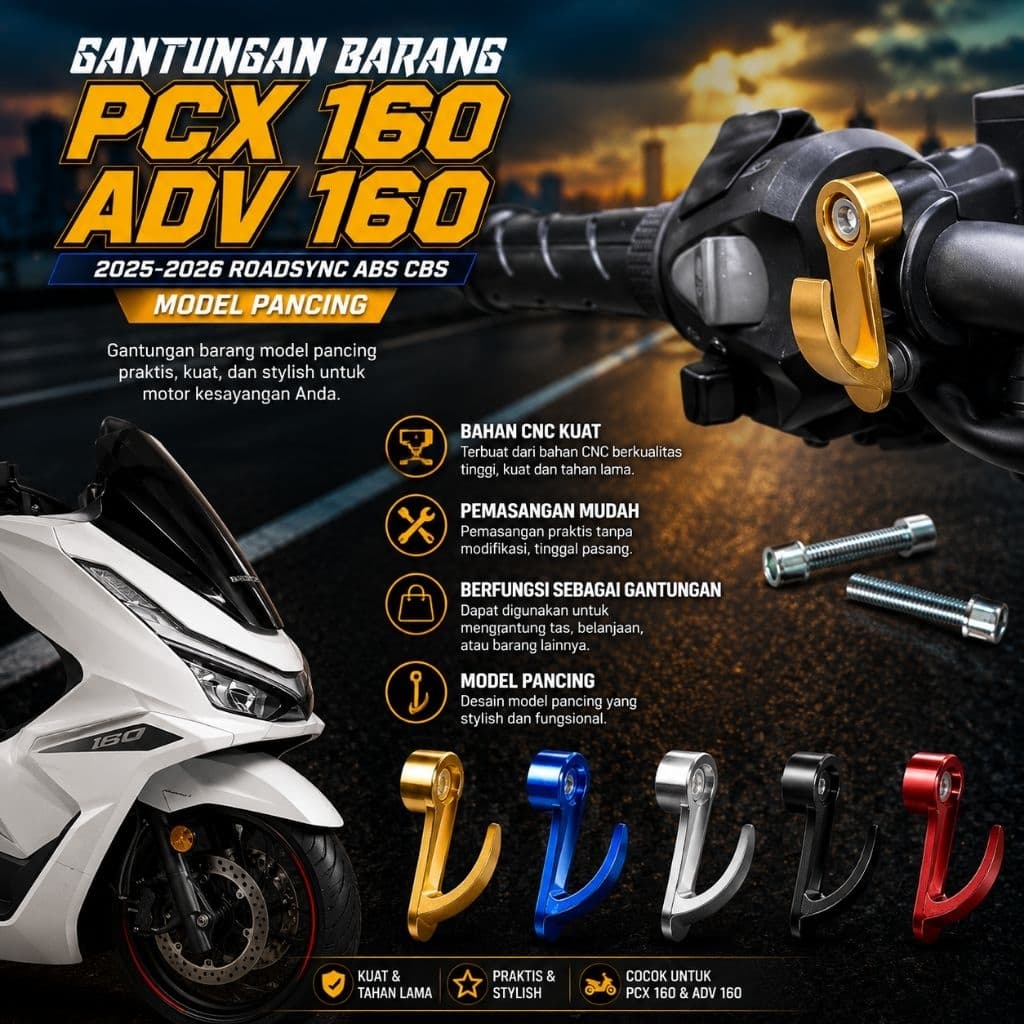 Cabide De Produtos Para Motocicleta GANTUNGAN PCX 160 ADV 160 2025-2026 Roadsync ABS CBS Modelo De Pesca