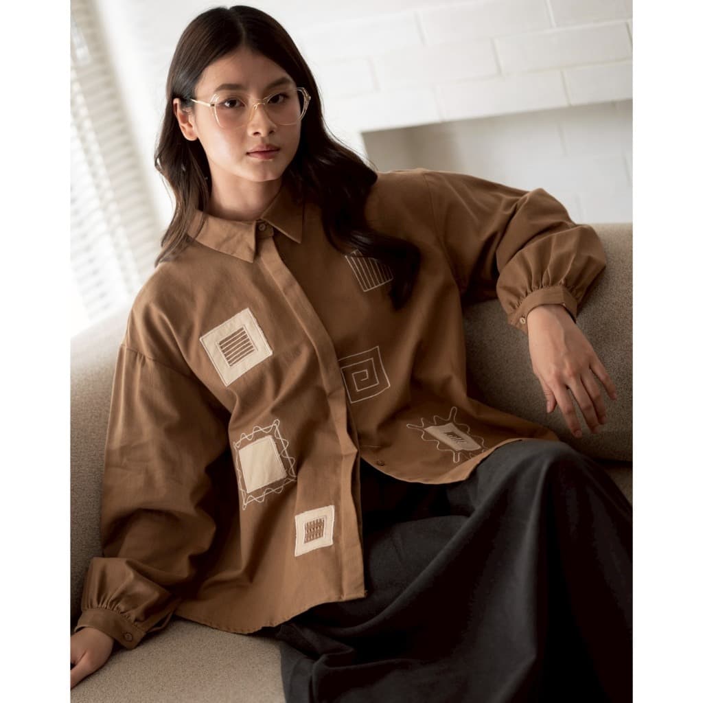 Camisa KEMEJA Myrubylicious DARSEN Código 80147 | De Linho De Manga Comprida HANAMI TOP CASUAL Feminino