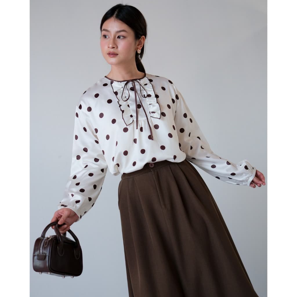 Blusa Myrubylicious WILOW POLKA | TOP De Cetim De Manga Comprida CASUAL Feminino