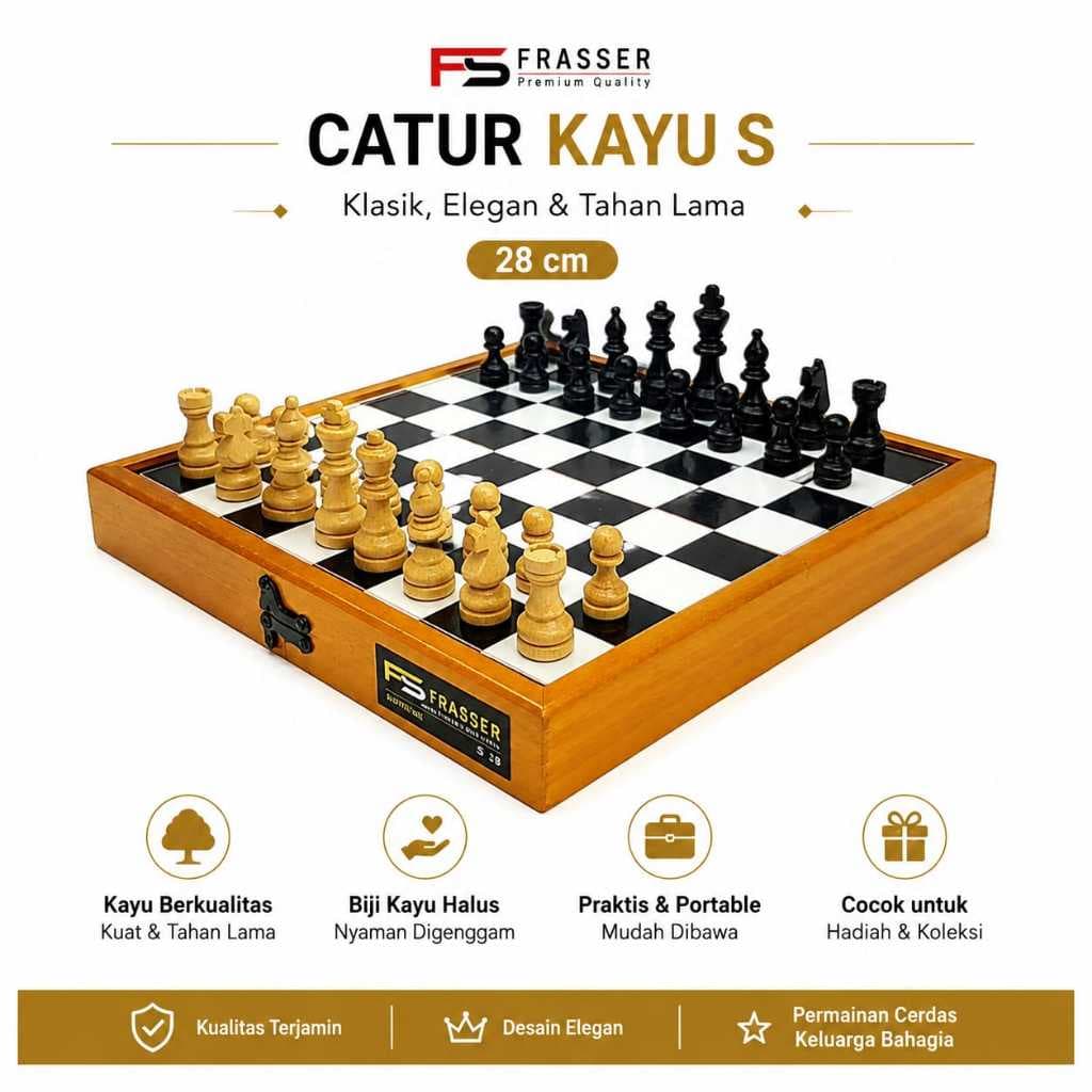 Tabuleiro De Xadrez De Madeira Supreme BN 01 CTR KY 01 PK