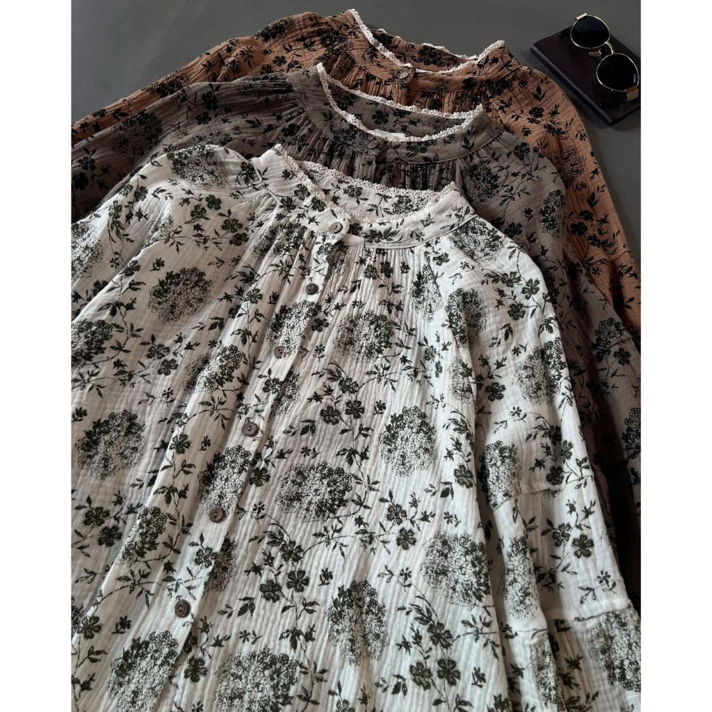 Camisa KEMEJA Myrubylicious KANOLA Código 168M | Estampada De Algodão De Manga Comprida tops Femininos