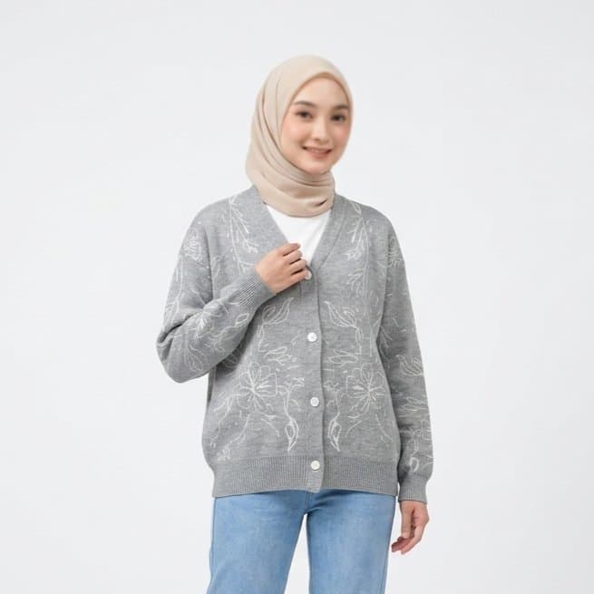 Cardigan De Malha Feminino Grosso Premium Com Padrão Floral , Agasalhos Femininos Modernos