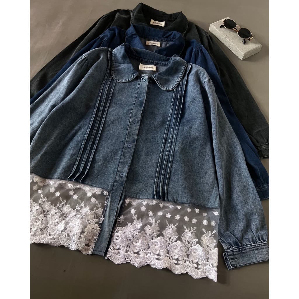 Camisa Myrubylicious GILMORA DENIM Código 1226 | BRUCADE Manga Comprida TOP CASUAL Feminino