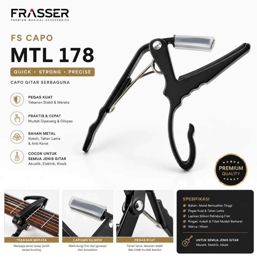 Guitarra Elétrica Clássica Acústica De Plástico ABS Capo BN 01 GTR CPO PK