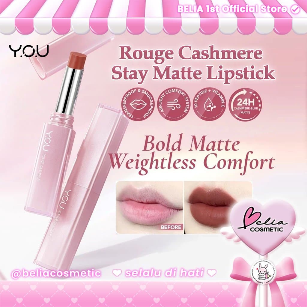 [Jovem] Batom YOU Rouge Cashmere Stay Matte | Ousado Fosco , Conforto Sem Peso