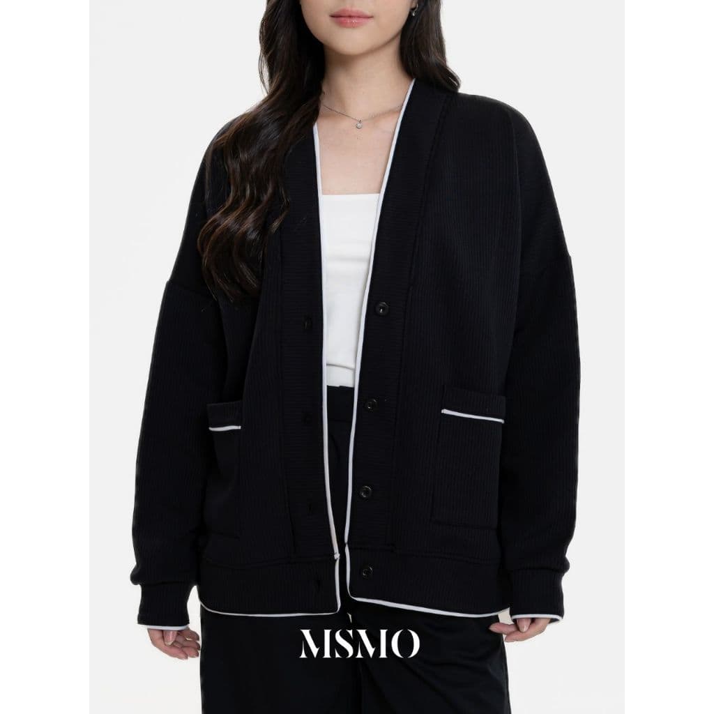 MSMO Reina Cardigan Externo Grande Com Bolso E Longo Feminino