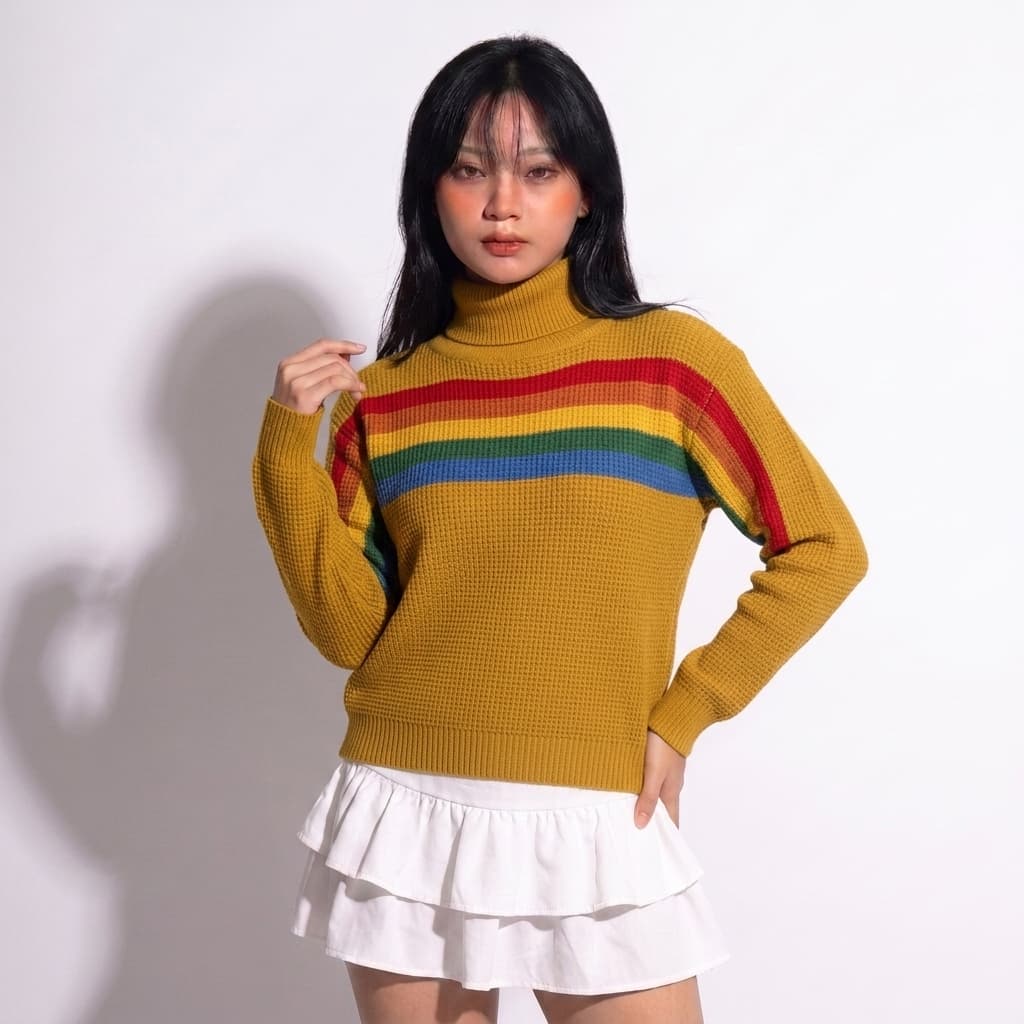 KALILA-Top De Malha Fina RAINBOW SECKER Para Mulheres Adultas | Tops Femininos