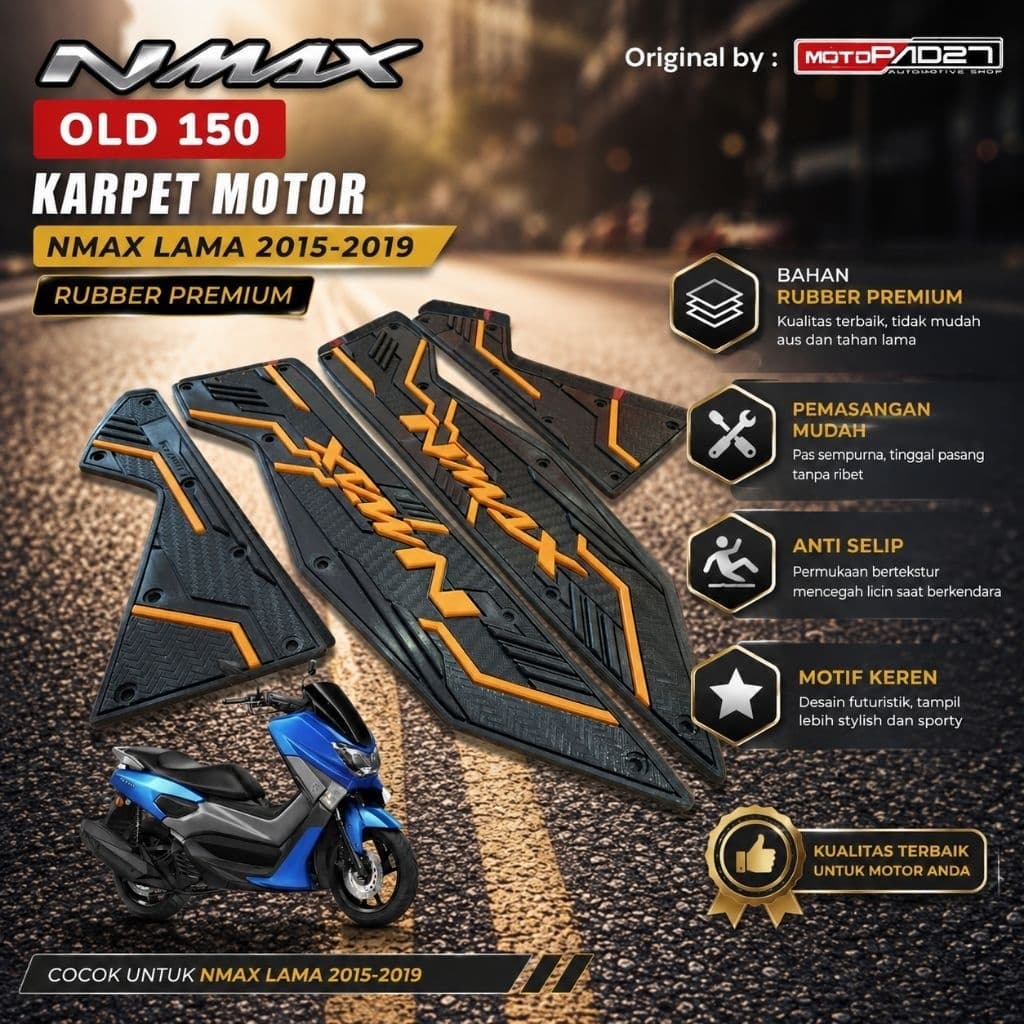 Tapete De Motocicleta Antigo Nmax 2015-2019 Borracha premium