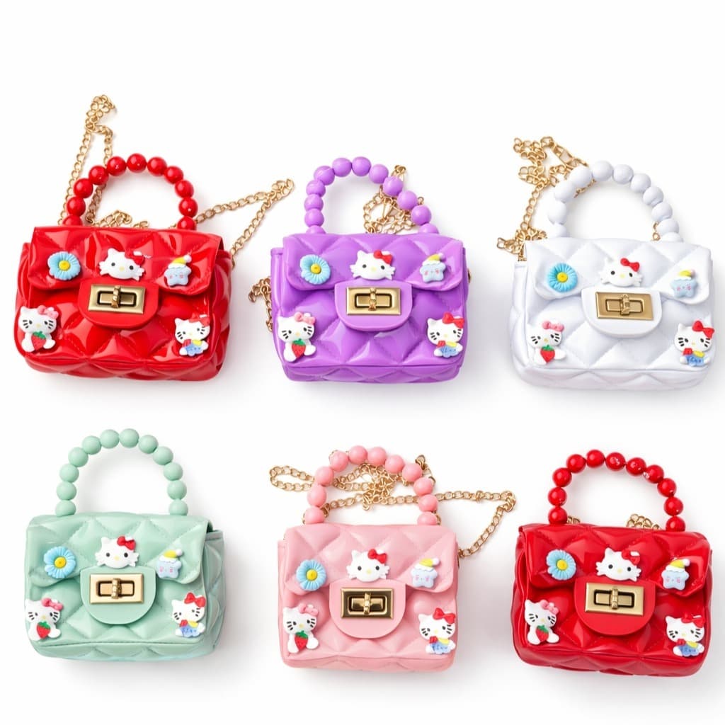 Bolsa De Borracha JELLY/Alça De SLING Infantil Coreana Importada Ombro Motivo Diamante