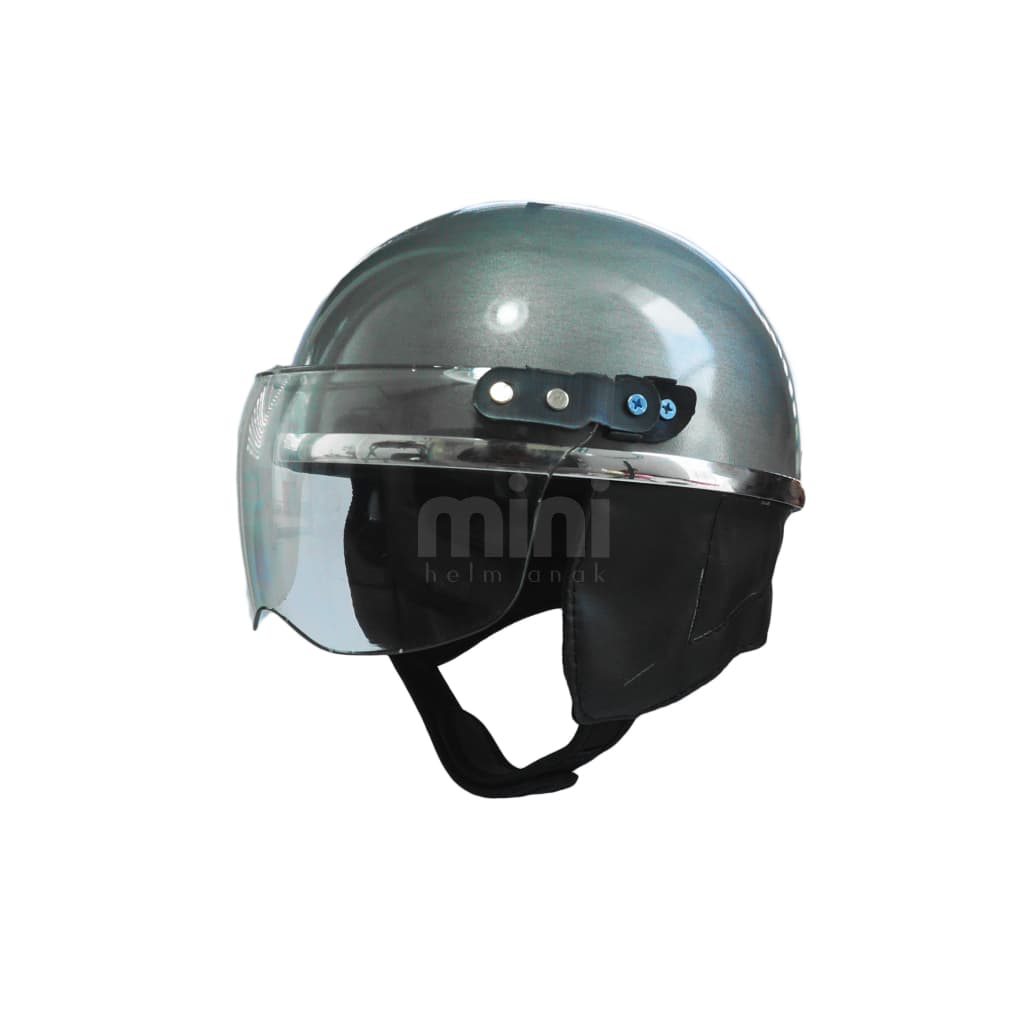 Capacete Infantil Série Retrô Cromado Cinza