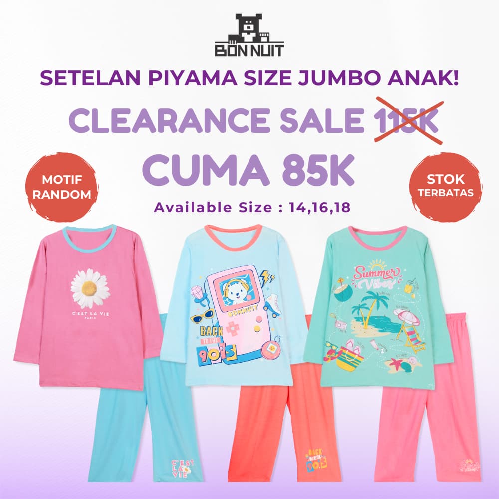 BONNUIT-Conjunto De Pijama Para Meninas De 9 A 12 Anos Tamanho JUMBO Com Motivo Aleatório Apenas 85 Mil
