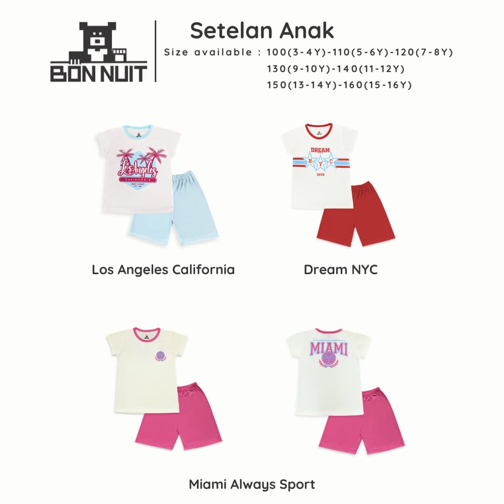 BONNUIT-Conjunto Curto Para Meninas De 3 A 12 Anos , Série City
