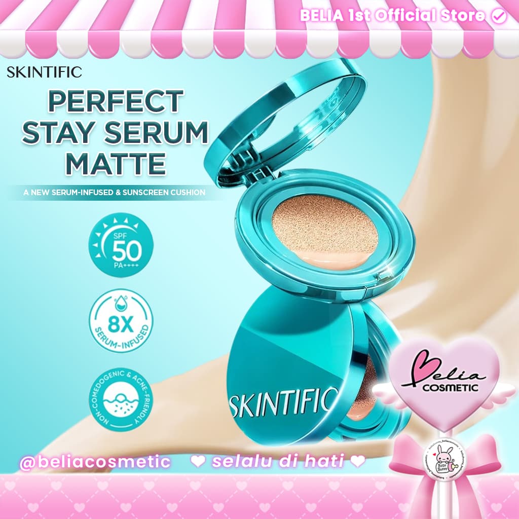 [Jovem] SKINTIFIC Perfect Stay Serum Matte Cushion Foundation Fps 50 PA + | Acabamento Fosco Suave Semi-Cobertura Média