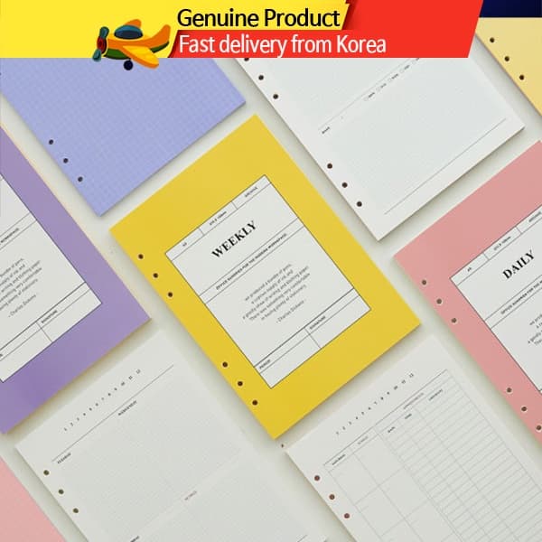 Refil Planner A5 6 Argolas Semanal Mensal Diário – Folhas de Agenda Coreana KOREA