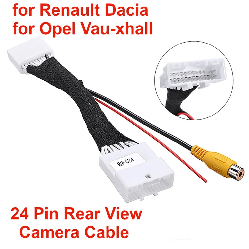 Câmera De Estacionamento Com Visão Traseira De 24 Pinos Adaptador De Cabo RCA De Vídeo Original Para Renault Dacia Opel Vau-xhall