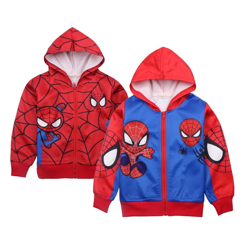 Homem-Aranha Casaco para Rapazes Zíper Casual com Capuz 3-8 Anos Roupa Infantil