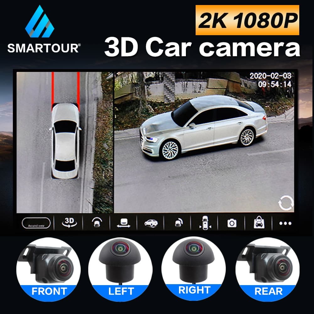 Smartour 3D AHD 1080P/720P 25fps 360 Câmera Sistema De Visão De Pássaros 4 Câmeras De Estacionamento Para Rádio De Carro Android