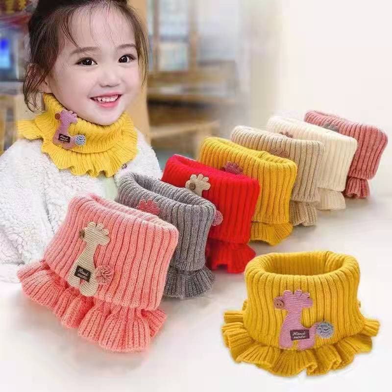 6 Cores Cachecol Aquecedor De Lenço De Bebê De Malha Desenho Animado Girafa Rufo Garotas Pescoço Quente Gola Círculo Ao Ar Livre Inverno