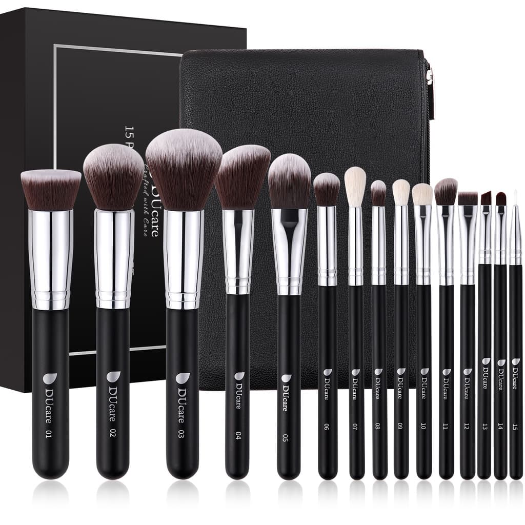 Duacare 15Pcs Premium Foundation Concealers Eye Shadows Conjunto De Escovas De Maquiagem