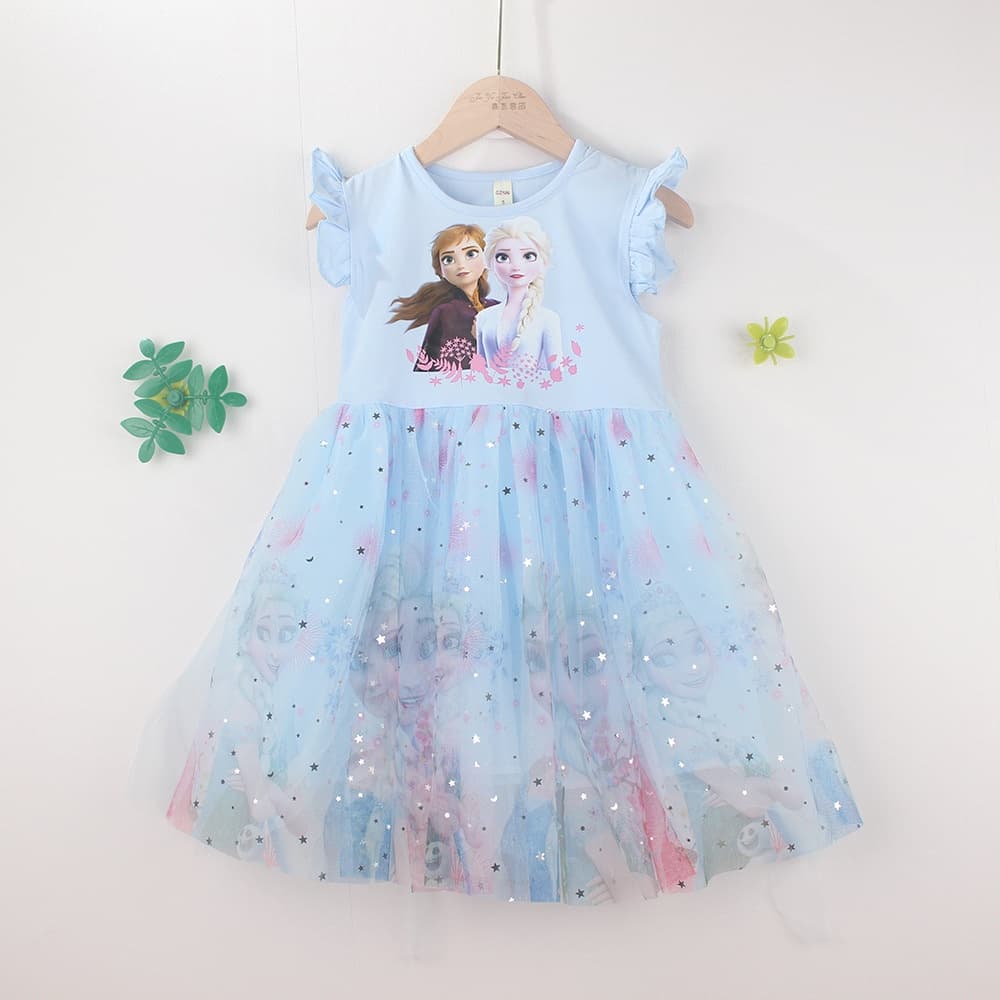 Elsa Anna Princesa Vestida De Verão Cartoon Bonitinho Nova Vestido De Festa 2-8 Anos Roupas Infantis