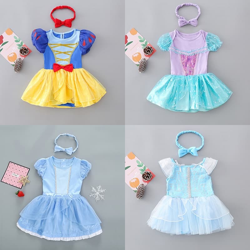 Cinderela Branca De Neve Bebê Romper Festa De Aniversário Pequena Princesa Roupa De Verão Recém-Nascido 0-18 Meses