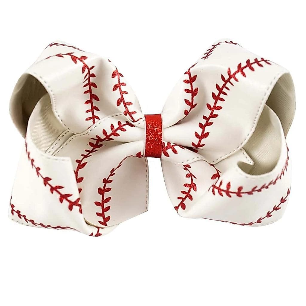 Presilhas de Cabelo Jumbo para Torcida de Beisebol 7,5" Grandes com Glitter e Couro, Presilhas para Softbol, Presente pa