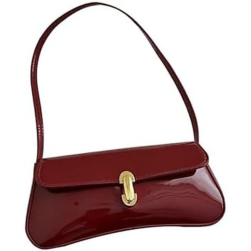 SHENHE Bolsa De Ombro De Couro Envernizado Para Mulheres Pequena Brilhante Y2k Mini Nas Axilas