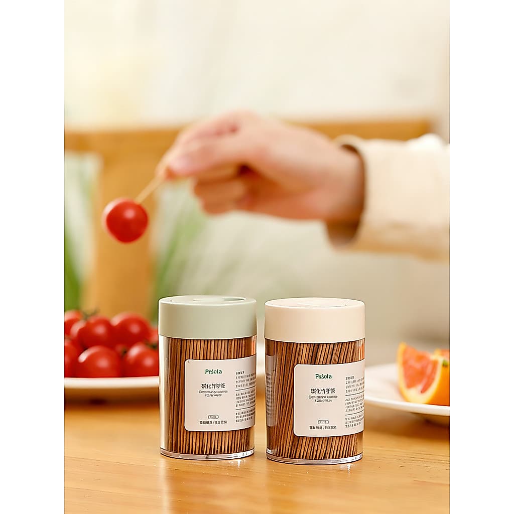 Palitos de bambu carbonizados para uso doméstico, Hotel, restaurante, fino, resistente, caixa de palito descartável de d