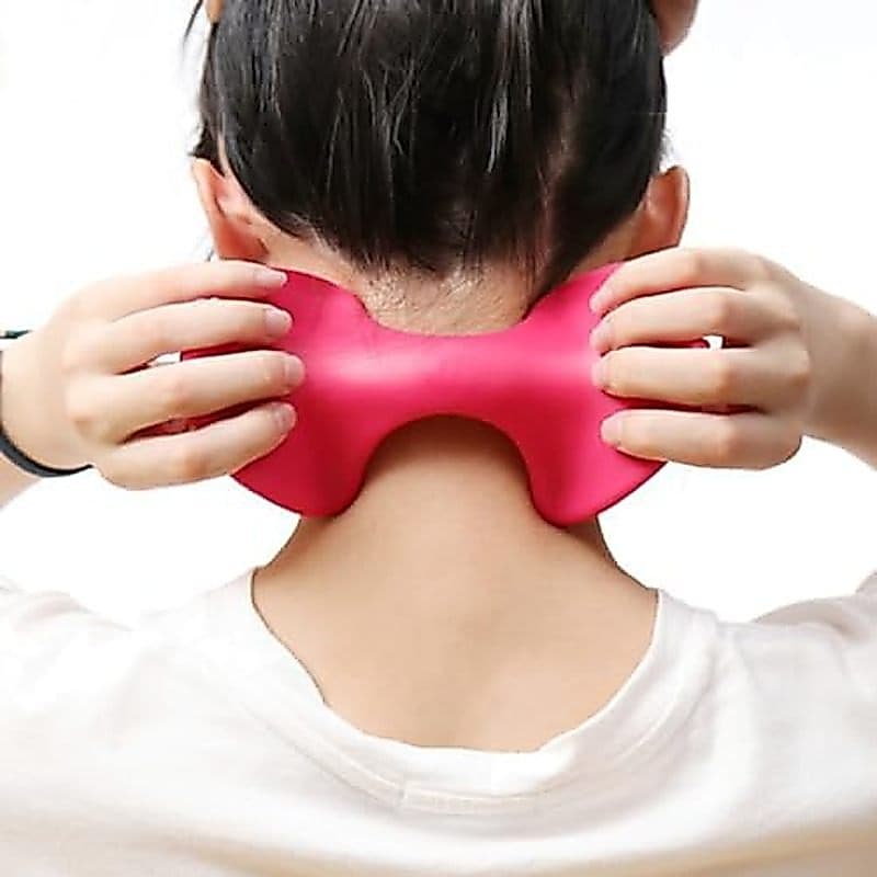 Manual Portátil Pescoço E Massageador Cervical Escritório Acupressão Cabeça Massagem Alívio Da Fadiga (Rosa Vermelha)