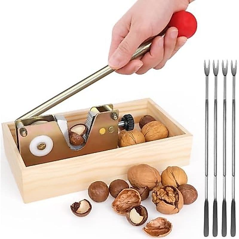 Cracker De Nozes Para Serviço Pesado Com Base De Madeira Pinças Ajustáveis Bolachas Manuais Todas As Ferramenta Biscoito