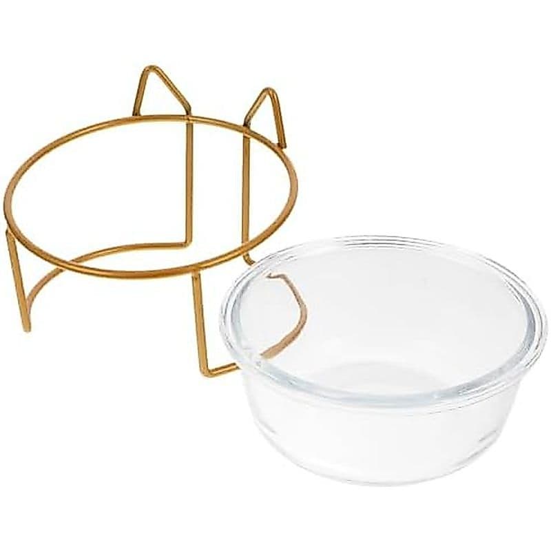 Tigela Elevada De Vidro FRCOLOR Para Gatos Com Proteção De Pescoço , Alimentador Inclinado Animais De Estimação De 10 On