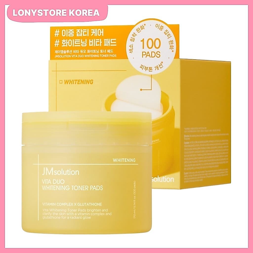 [jmsolution] Almofadas De Toner Branqueadoras Vita Duo , 170ml , 100 Unidades/Coreanas/Efeito Iluminador Da LONYSTORE