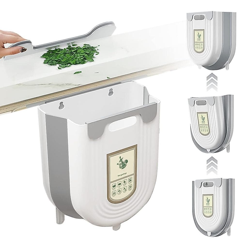 Lixeira Suspensa para Cozinha, Lixeira Dobrável para Cozinha, Lixeira Pequena Dobrável para Compostagem, Lixeira de 2,6