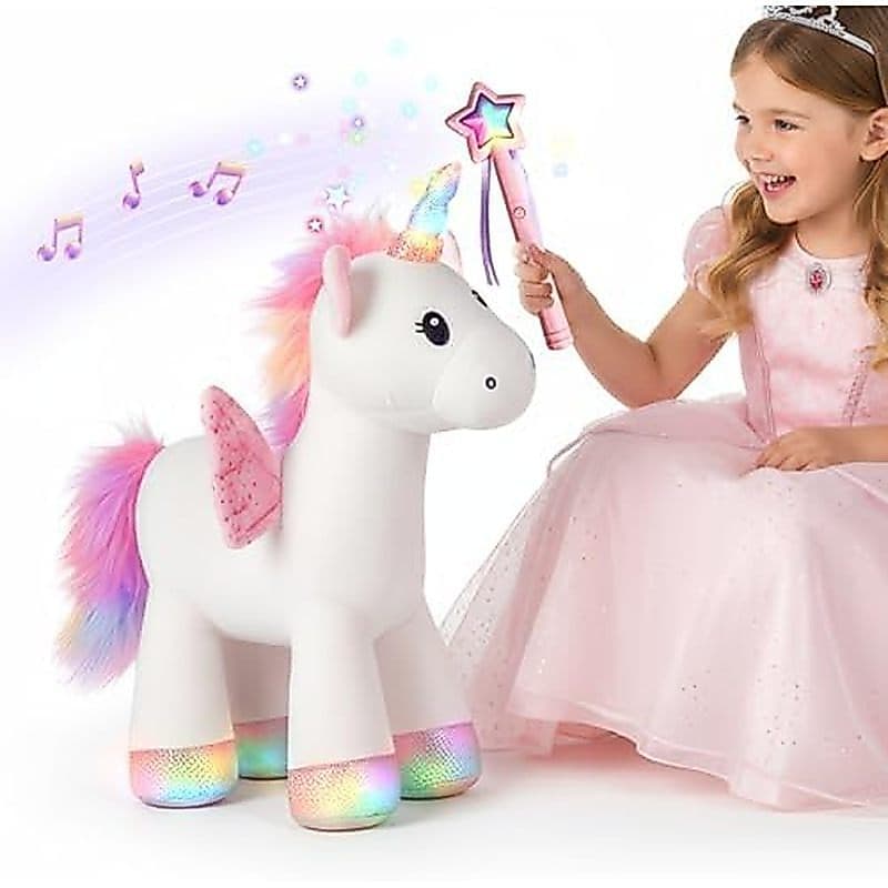iPlay , iLearn Plush Magic Unicorn Toy Com Controle Remoto Fairy Wand , Girl Music Stuffed Animal Som De Luz LED , Prese