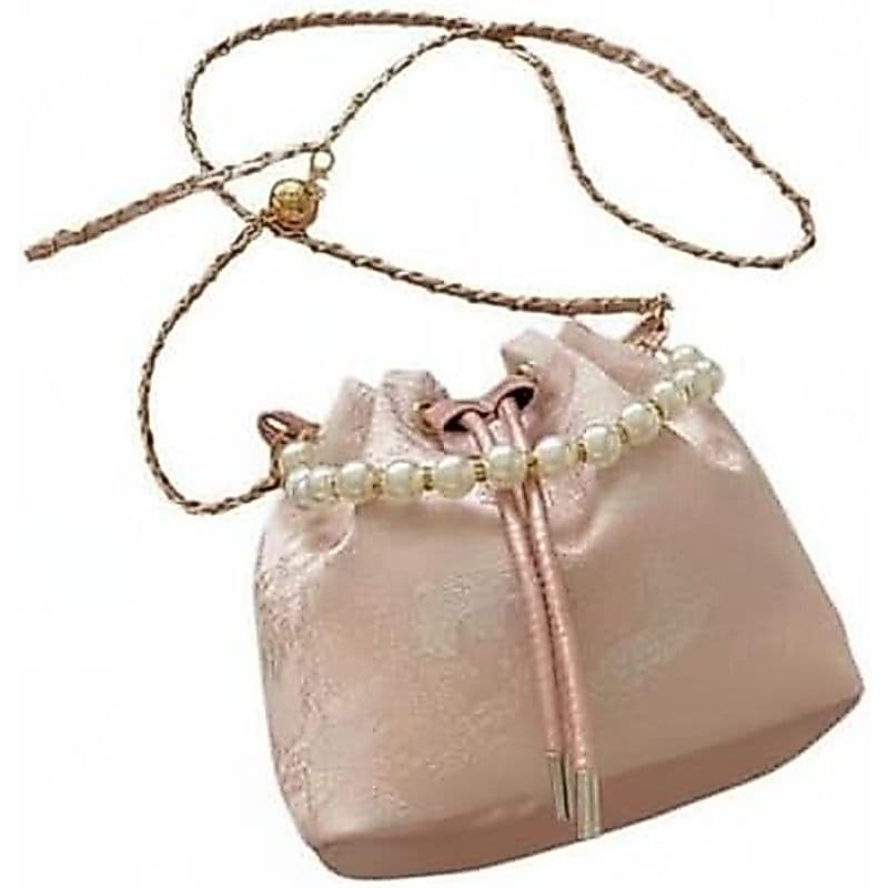 Bolsa Feminina Balde De Ombro Alça Pérola Crossbody Fechamento Seguro Com Bordado Floral Decorativo