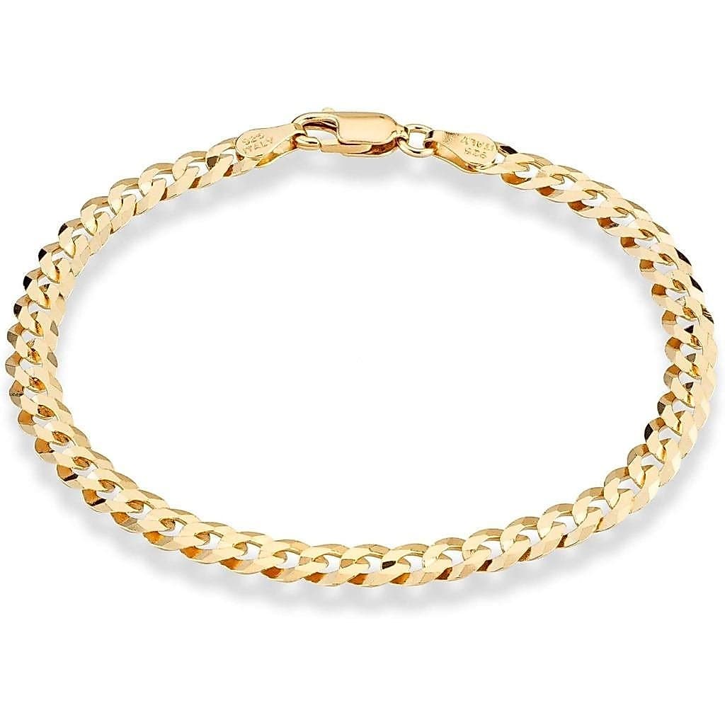 Miabella Pulseira de Cadeia Cubana com Corte Diamante Sólido de 5mm em Ouro 18K Banhado a Ouro 925 Italiano para Homens