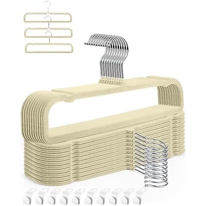 Cabides De Veludo Antiderrapantes-Pacote Com 20 Para Calças Armário-Cabide Fino Que Economiza Espaço-Forte , Durável , J
