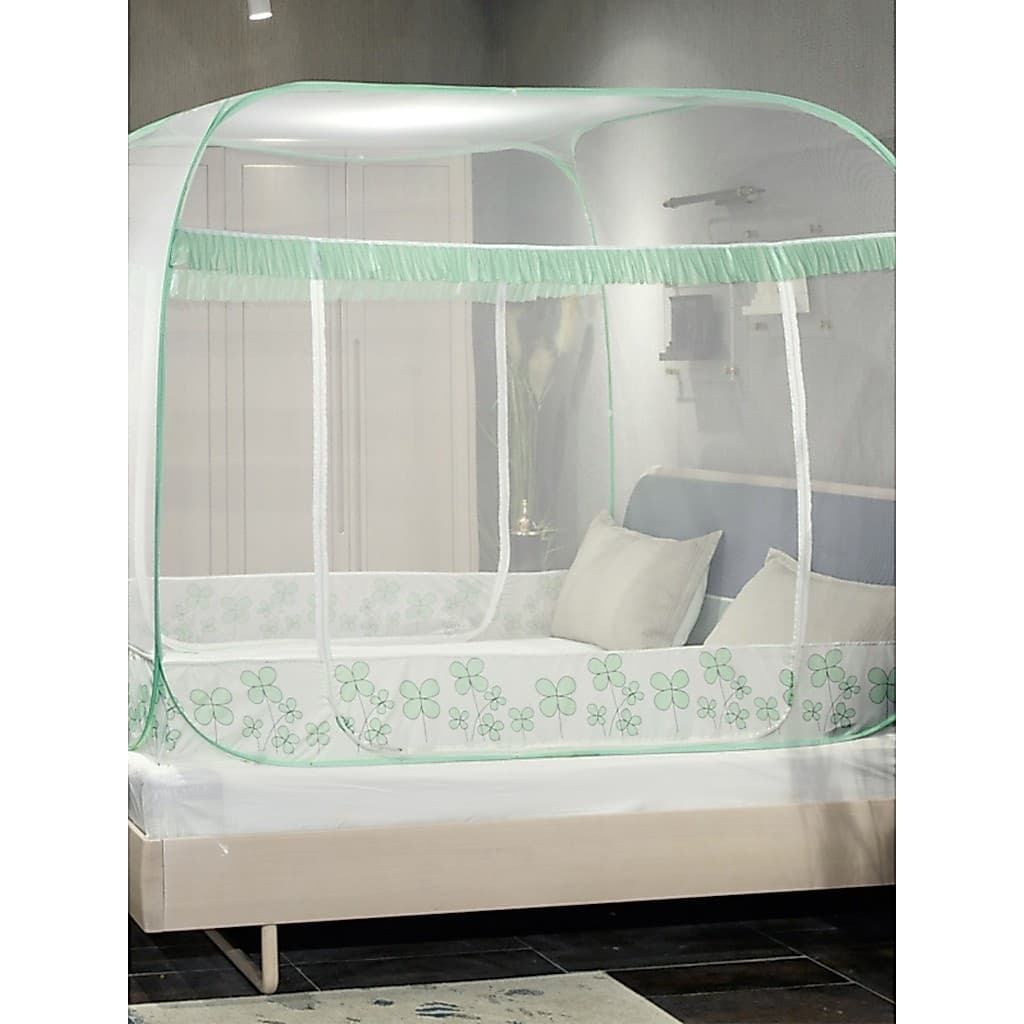 Yurt mosquiteiro de duas portas proteção com zíper resistente a choques aumentado fundo completo grande espaço 1.2 cama
