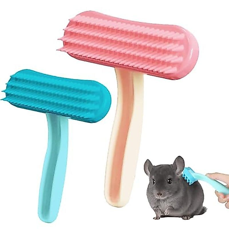 Pacote Com 2 Escovas De Limpeza De Coelho E Chinchila – Banho De Derramamento De Silicone Macio & amp ; Pente De Massage