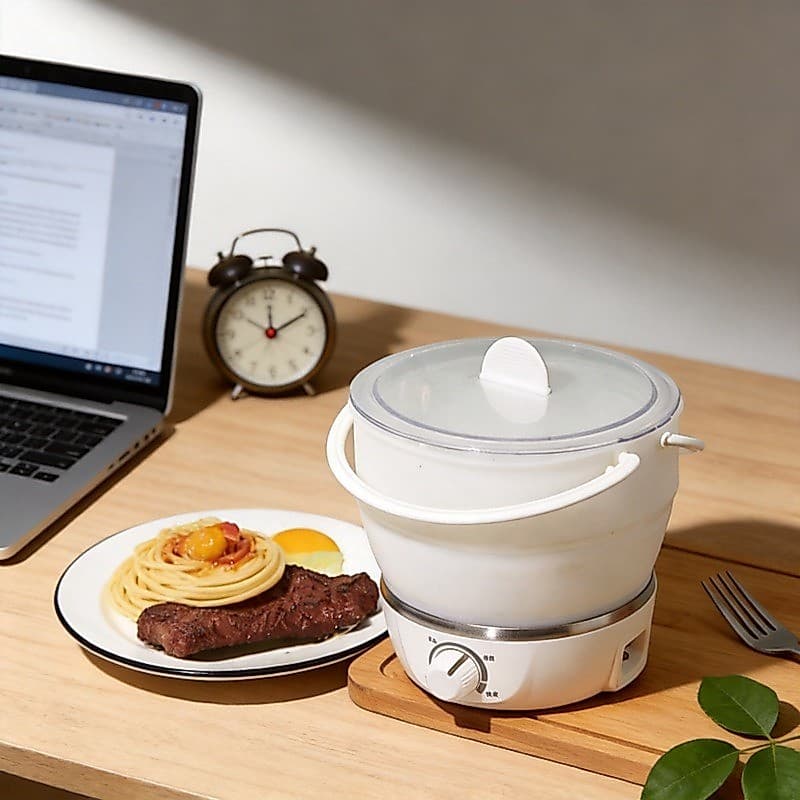 Panela elétrica dobrável para viagem, panela portátil para viagem de negócios, multifuncional, Mini panela quente, dormi