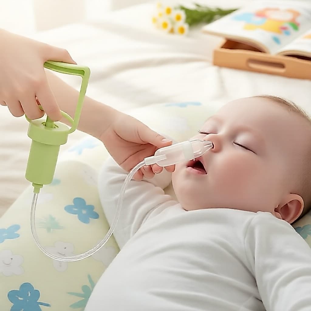 Aspirador Nasal Manual Infantil – Limpa Nariz Seguro com Sucção Forte para Congestão em Bebês