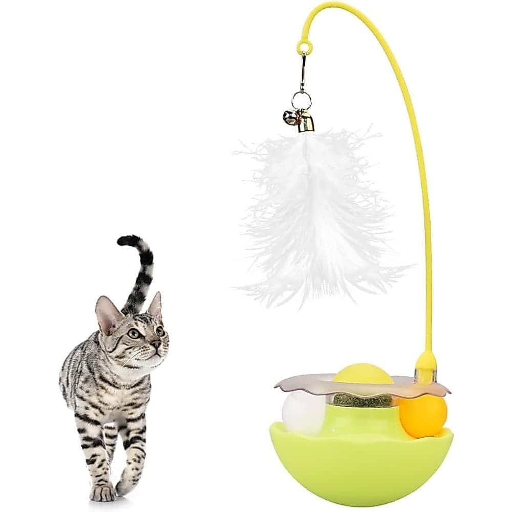 3 Em 1 Brinquedo Interativo Para Gatos , Varinha Com Bola Rolante , Catnip Dançarino , Brinquedos De Pelúcia Internos