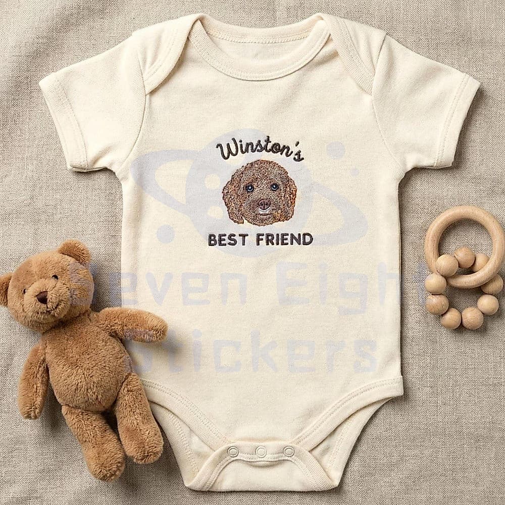 Vestido De Uma Peça Para Bebê Com Retrato Bordado Personalizado | Conjunto Exclusivo Grávida Padrões/Nomes Personalizáve