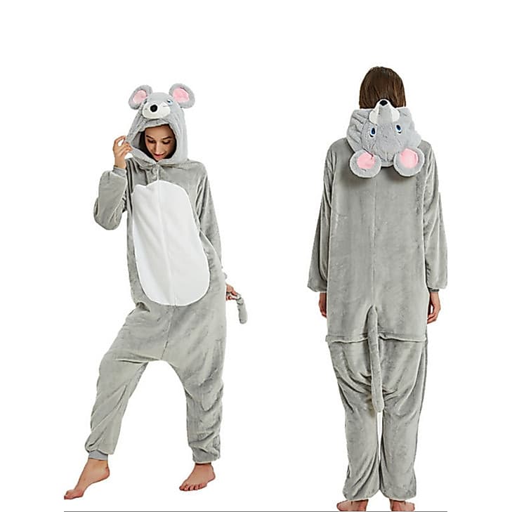 Rato macacão outono inverno das mulheres dos homens flanela engrossado Homewear casal estudante pijamas crianças mouse d