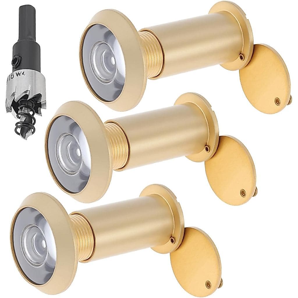 Olho mágico para porta, 3 peças de olho mágico de latão com broca de 16mm para portas de 1-1/2" a 2-3/8". |   Olhos mági
