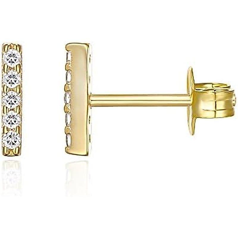 PAVOI Brincos De Prata Esterlina 925 Banhados A Ouro 14K Para Mulheres – Delicados De Coração Triangular Com Barra Geomé
