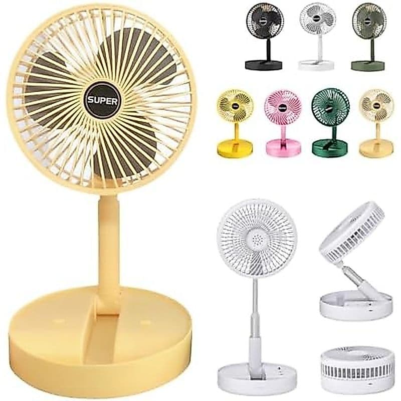 Ventilador Dobrável Telescópico-2024 Novo De Mesa Recarregável USB Portátil Para Viagens , Silencioso De Pé Sem Fio Osci
