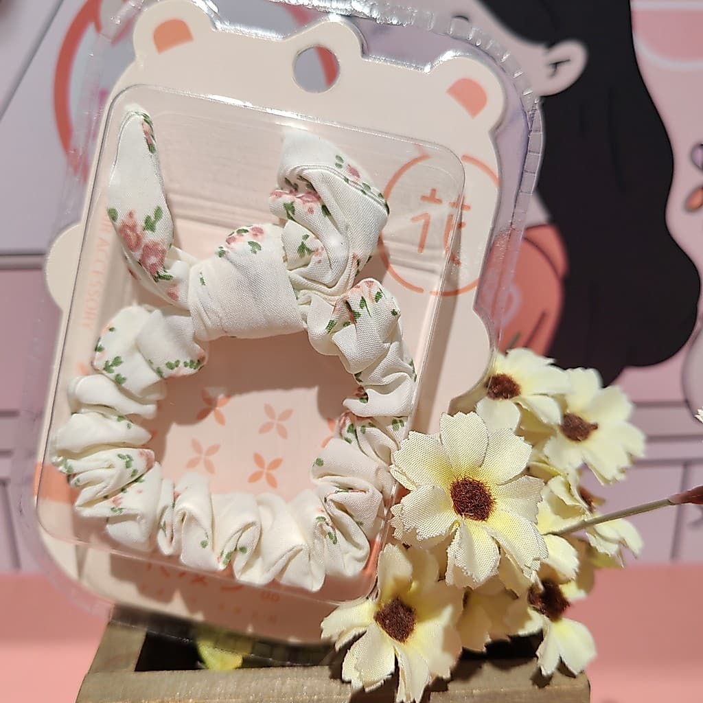 Huamanduo Cocar Nicho Floral Plissado Anel de Cabelo Feminino Bonito Cocar Corda de Cabelo Laço de Cabelo