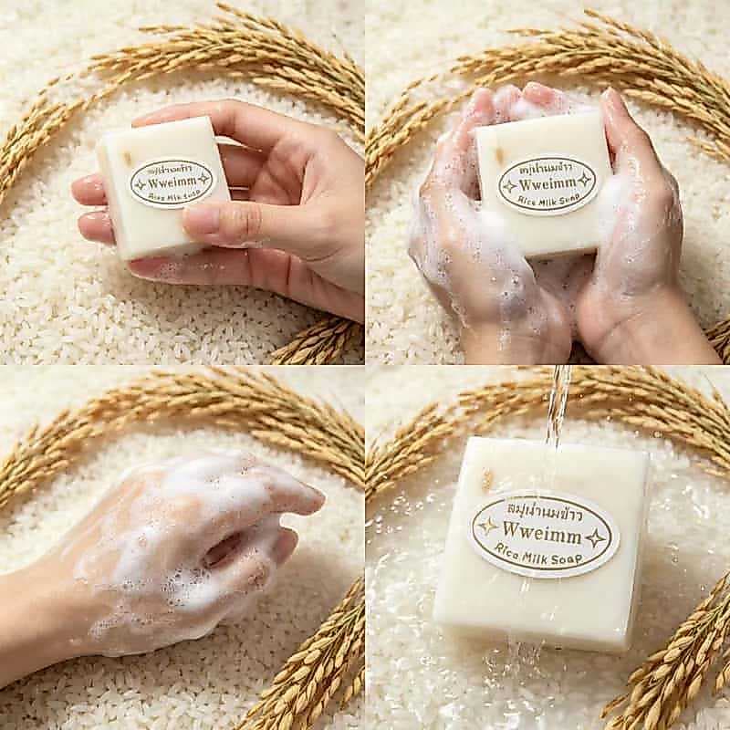 Sabonete de arroz hidratante, sabonete artesanal, lembrança, lavagem facial, sabonete de banho, controle de óleo, fragrâ